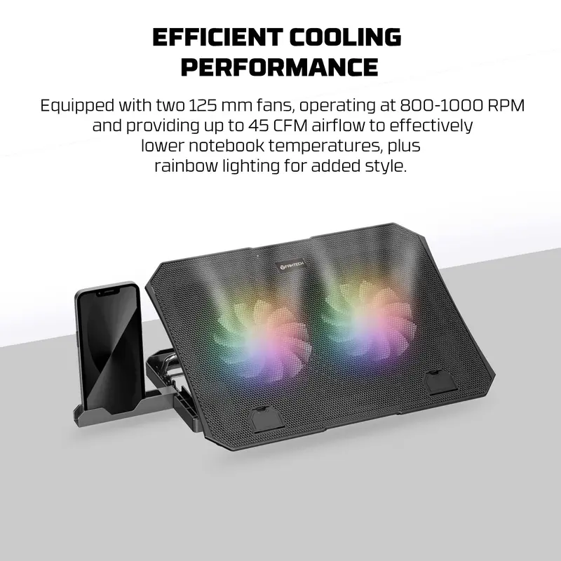 Fantech Cooling Pad RGB Notebook Cooler NC14 Kipas Pendingin Laptop Cooler 1