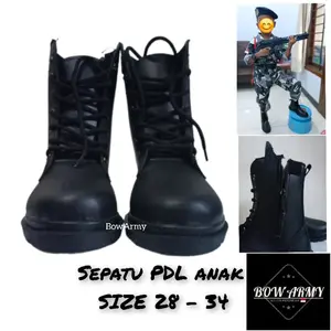 Sepatu PDL anak / Sepatu eko anak / Sepatu hitam doff boot anak murah