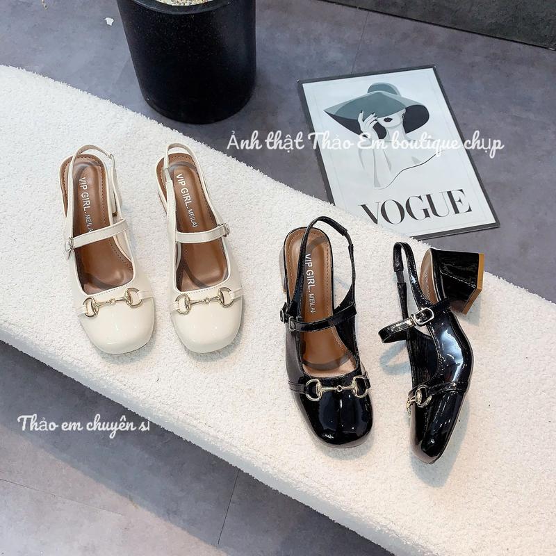   Shop Thảo Em  Sục hậu nữ hở gót đế 5p mũi tròn tiểu thư cá tính có khoá   mã Shk522  
