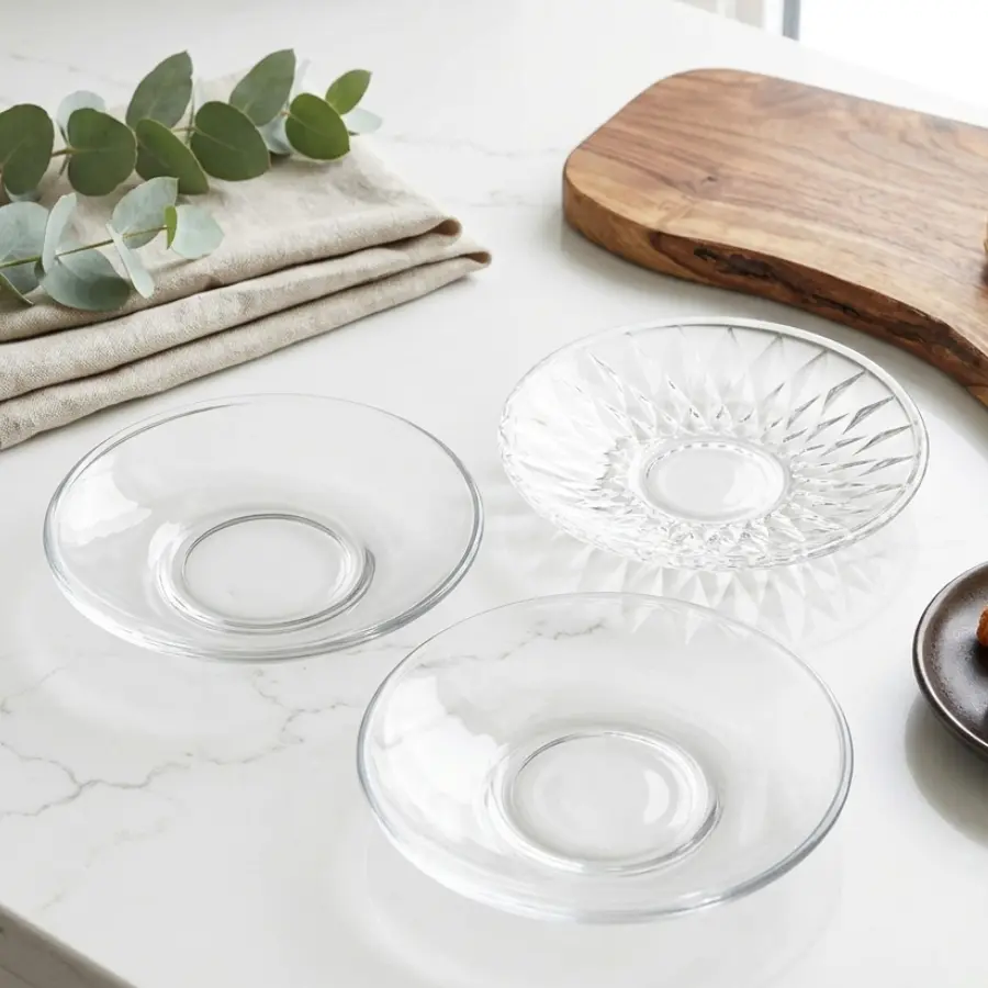 Lepek Kaca Bening Tatakan Gelas/Cangkir Diameter 11cm 12cm 13cm | Piring Tatakan Kaca Estetik Minimalis