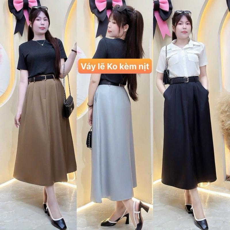 Chân Váy Bigszie 50kg đến 90kg—Chân váy dáng dài che khuyết điểm ,cạp cao cài khuy có dây kéo và bo thun sau lưng chất vãi Cotton lạnh ko giãn đứng phom