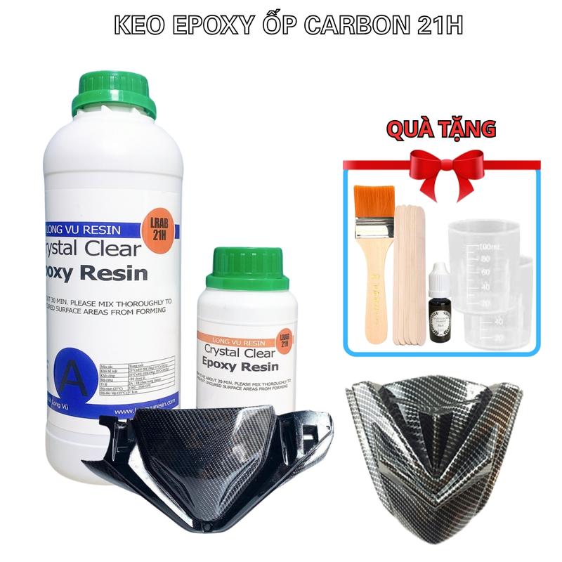 Keo Epoxy Resin Phủ Carbon Phủ Bề Mặt Bọc Dán Carbon Fiber Keo Epoxy Nhanh Khô Chuyên Dụng Cho Ốp Carbon Bộ 450g 900g 1kg - Lotus Craft Shop x Long Vu Chemical 0195