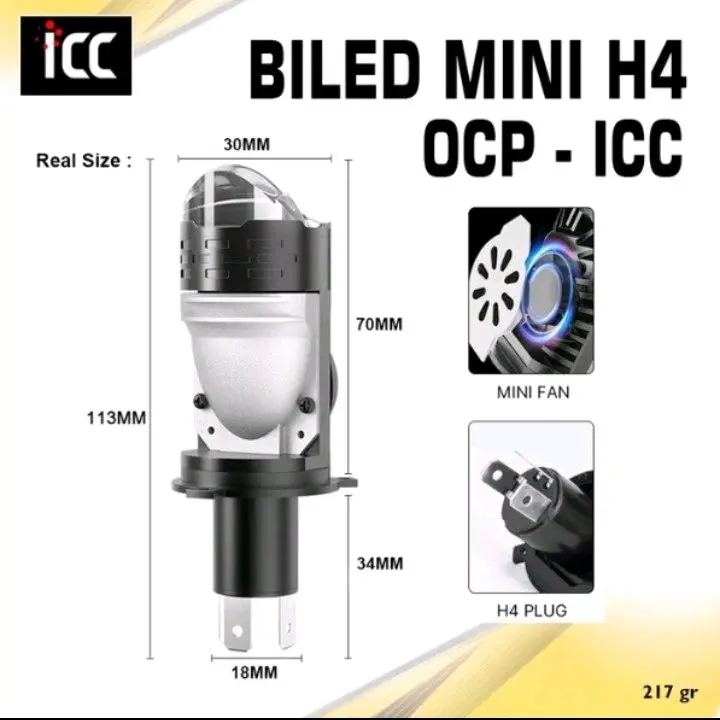 Biled Mini Laser H4 OCP 35 Watt. Biled mini Laser H4 ICC Lampu 3