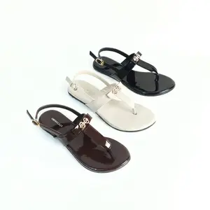 OBERKLAST Dellia Sandal Wanita Premium | Sandal Flat Elegan Tali Belakang Aksen Gold | Nyaman Dipakai Harian & Jalan