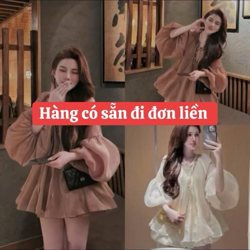  2-3 ngày nhậnBỘ BABYDOLL + QUẦN BÍ TAY BỒNG TƠ ÁNH KIM bigsize 48-90kg 