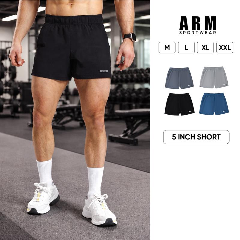 Quần Short Thể Thao Nam 5 Inch ARM Sportwear Chất Vải Gió Siêu Nhẹ, Co Giãn Vận Động Thoải Mái Tập Thể Dục Tập Gym