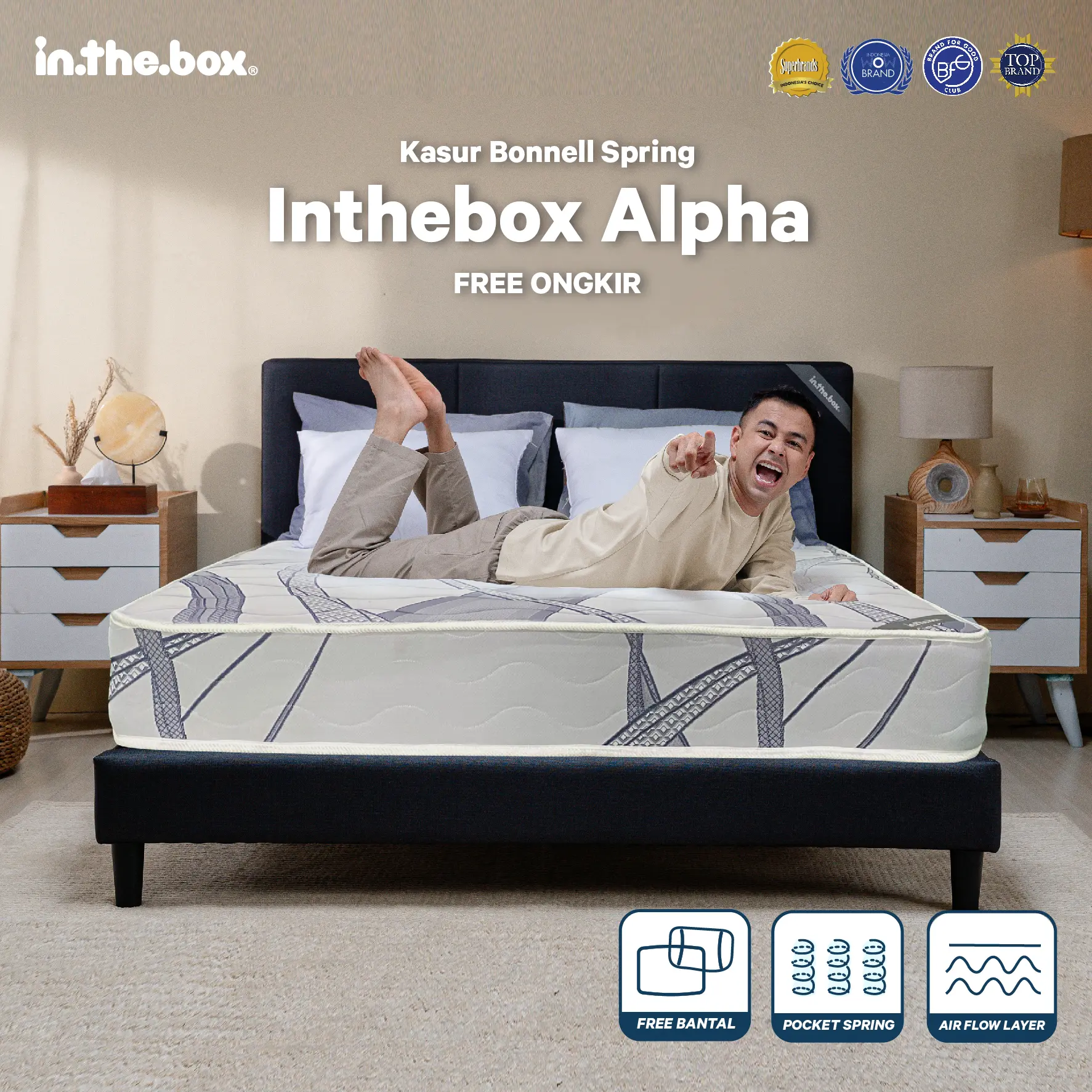 [Free Bantal] Kasur Spring Bed IN THE BOX Alpha