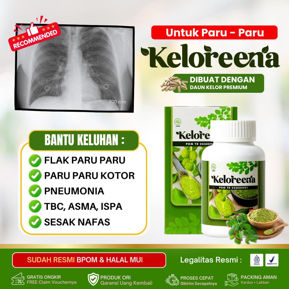 Keloreena - Flek Paru, Bercak Di Paru Penyakit Tuberkulosis / TBC Sesak Nafas, Asma, Bronkitis, Obat Pembersih Paru Paru Kotor, Flek di Paru Kotor, Paru Paru Basah, Pneumonia, Bronkitis Asli 100% Alam