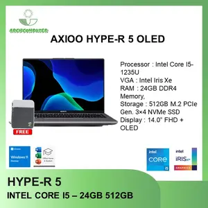AXIOO HYPE-R 5 OLED I5 1235 24GB 512GB W11 +OFFICE PERMANENT 14.0FHD BLK (UNDER 1KG)