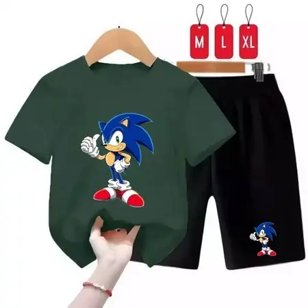 Setelan Anak2 motif sonic 2-10 thn / Stelan kaos Anak-Anak / Baju Anak Celana Pendek 1