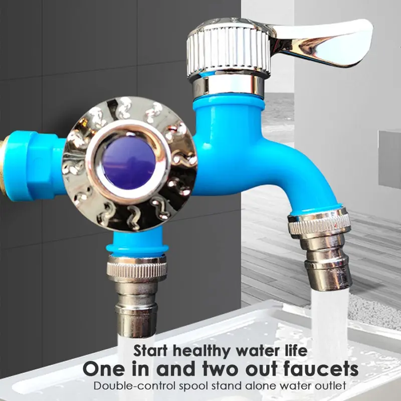 Keran Cabang Shower ABS Kran Air Double Plastik Kamar Mandi Toilet WC - KranAir2Cabang, Warna Random 3