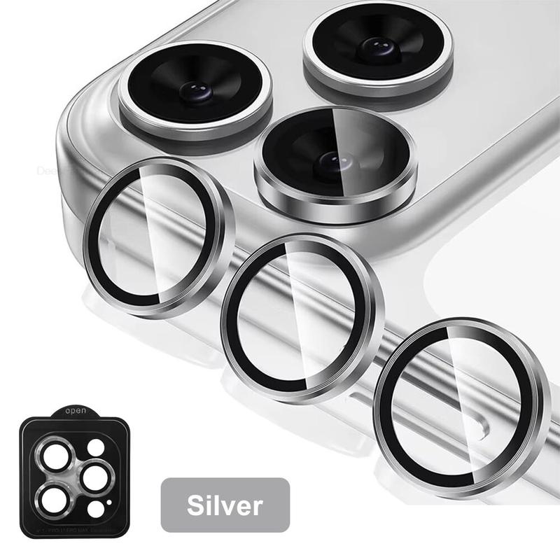 Miếng bảo vệ ống kính camera bằng kính cường lực HD cho iPhone 17, 15, 16, 14 Plus, 11, 13, 12 Pro Max, Mini, kèm theo dấu chỉ định vị trí.