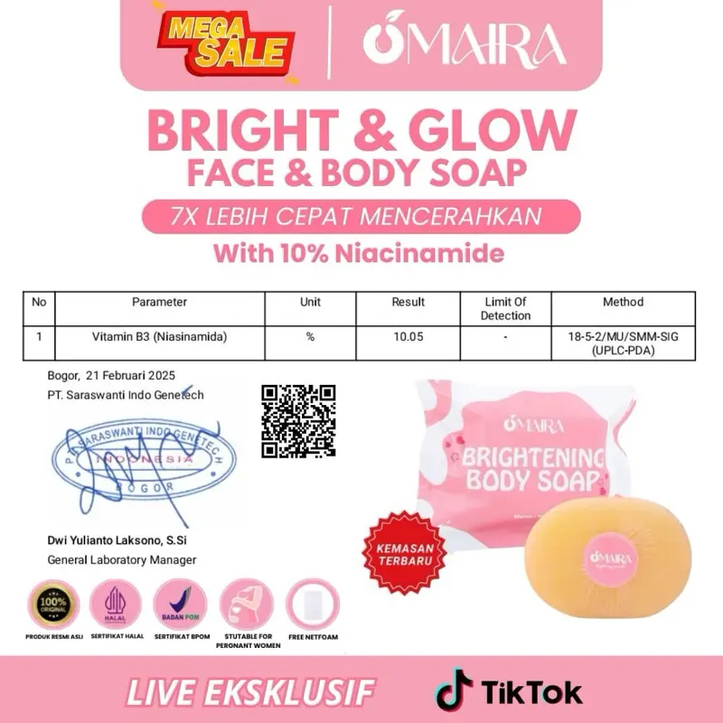 Omaira - Brightening soap (sabun batang) Face And Body, Brightening And Moisturising 90gr Mandi Wangi Tubuh
