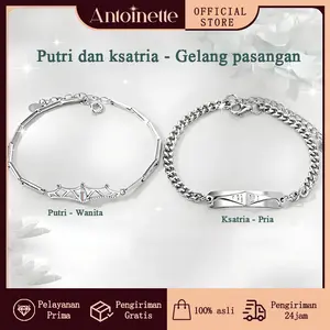 Antoinette Jewelry Gelang Pasangan Couple "Princess & Knight" Perak 925 Premium Hadiah Ultah Anniversary Titanium Anti karat