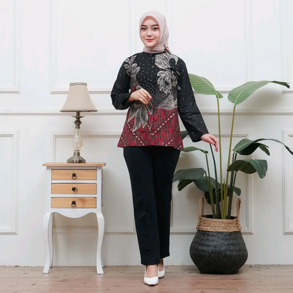 Bluse Kancing Anggrek Hitam