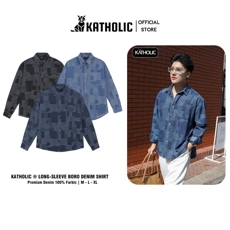 Áo Sơ Mi Tay Dài Nam Nữ Boro Denim Local Brand KATHOLIC Form Rộng Oversize KAT031 Menswear