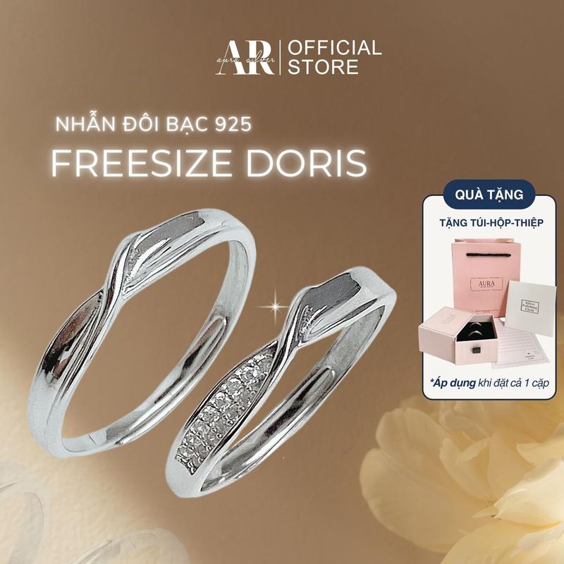  Nhẫn bạc đôi freesize nhẫn cặp nam nữ Doris-ND05 