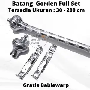 Gorden Batang Silver Fullset 50-200cm dari Logam Aluminium Anti Karat