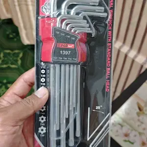 JLD 9pcs KUNCI L BINTANG SET PANJANG Kunci L Set T10-T50 Kunci L Long Torx Hex Key Set Key Wrench Long Metric Set Ball Point Hexagonal