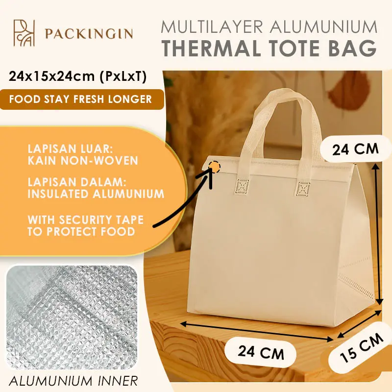 PREMIUM Thermal Alumunium TOTEBAG Tas alumunium cooler bag penahan panas & dingin untuk Frozen Food tastahandingin