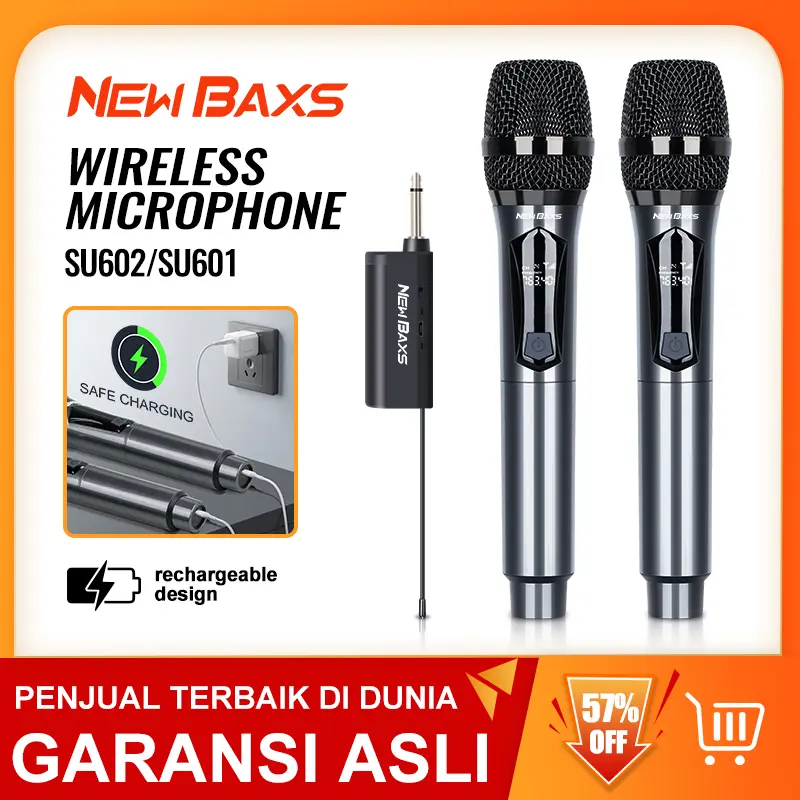 NEW BAXS 【Dapat diisi ulang】Mikrofon nirkabel SU601 / SU602 mikrofon 1-in-1 / 1-in-2 50M jarak penerimaan peralatan nyanyian KTV 0