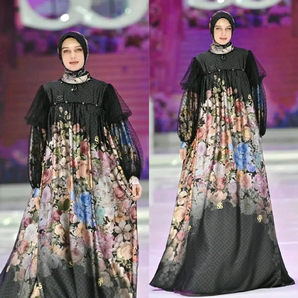 Shella Saukia Gamis Set Hijab Printing Silk Gala Original Premium  Syari  Dress wanita Cantik Muslim Motif