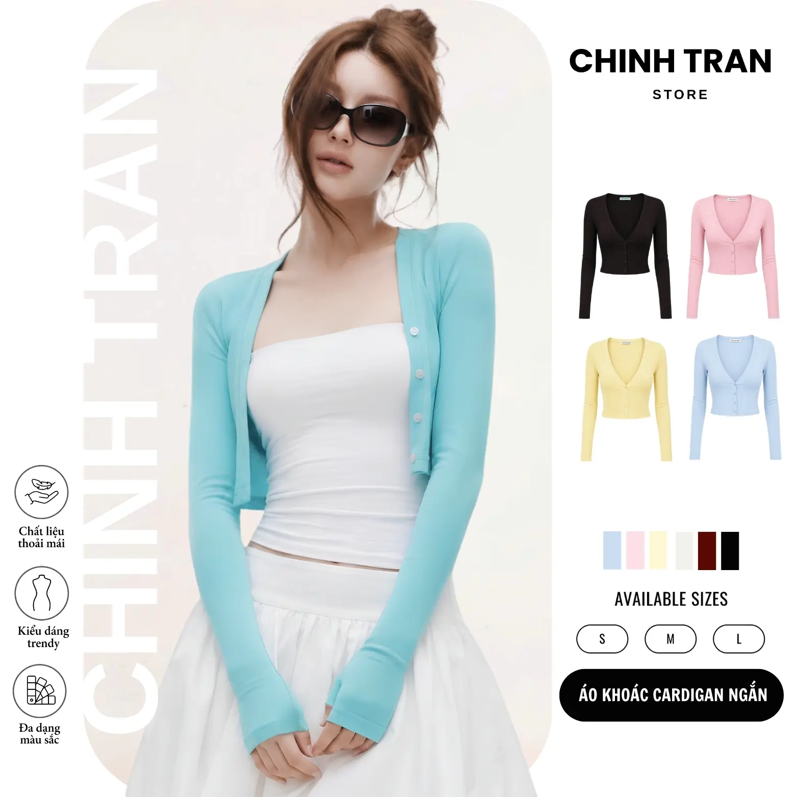 [MÀU MỚI] Áo Khoác Cardigan Basic Hàn Quốc Dáng Ngắn Ôm Body Thun Cotton Nhiều Màu Nữ Tính