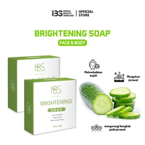 Indah Beauty IBS Brightening Soap 2pcs Hijau Sabun  Facial Wajah & Tubuh Mencerahkan Mengencangkan Perawatan Berminyak Flek Hitam Komedo BPOM NA18240500452