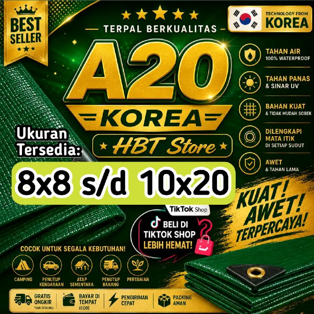 Terpal A20+UV Korea Ukuran Jumbo 8x8 8x9 8x10 8x11 8x12 8x13 8x14 8x15 9x9 9x10 9x11 9x12 9x13 9x14 9x15 9x20 10x10 10x11 10x12 10x13 10x14 10x15 10x16 10x20