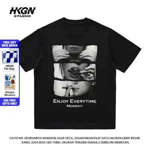 HKGN Heavyweight Tshirt 230g16s Kaos Lengan Pendek Berat Kaos Amerika Unisex Couple