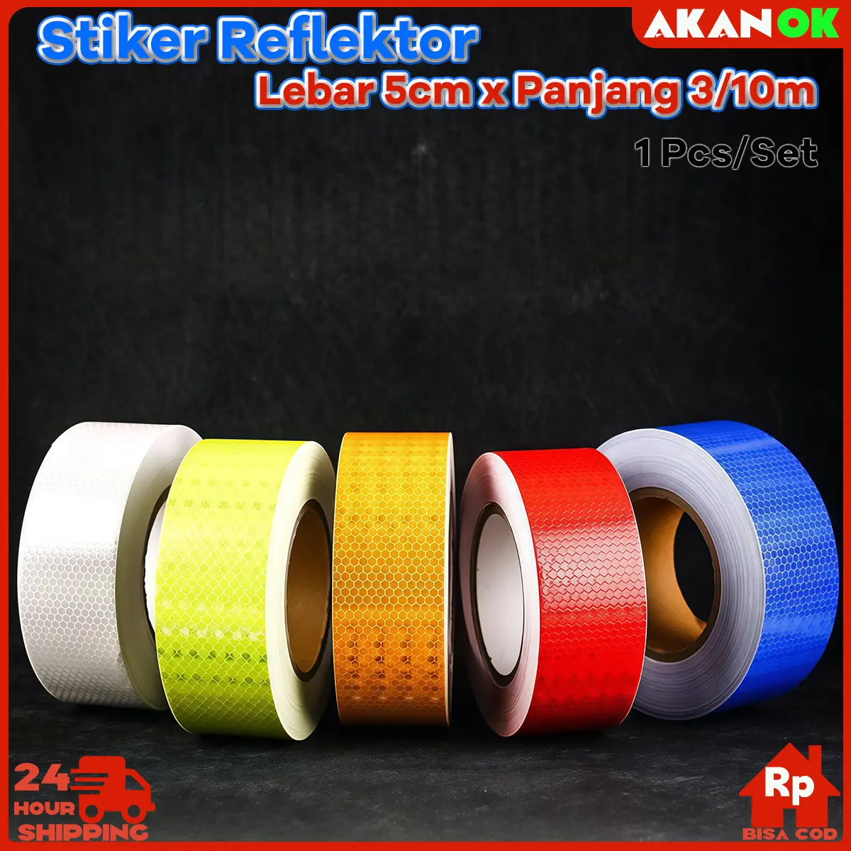 Stiker Reflektor Mobil Motor 5cm x 3m/10m | Reflective Tape Pemantul Cahaya Maksimal | Bumper Sticker Motif Sarang Lebah | Tahan Segala Cuaca Glow in The Dark Tersedia