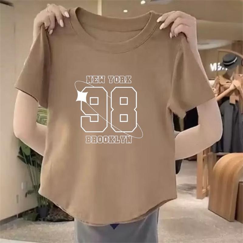 Delano_Clothing Baju Atasan Lengan Pendek Oval Motif Digital Printing Angka 98 Kaos Wanita Trendy 2025 Delano_Clothing Baju Atasan Lengan Pendek Oval Motif Digital Printing Angka 98 Kaos Wanita Trendy 2025