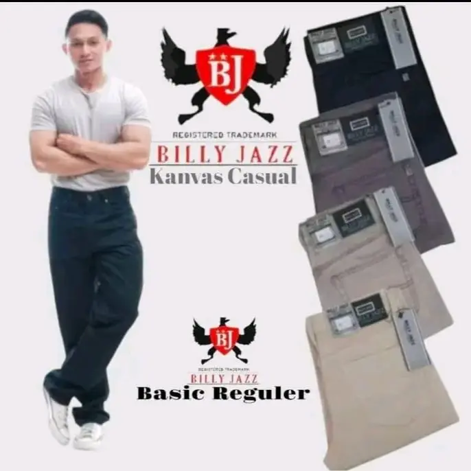 Celana Panjang Pria Formal Kerja Kantor Billyjazz non Stretch  Pola Polos Distro Cowok Dewasa Katun Slimfit Hitam Navy Chino Casual 0