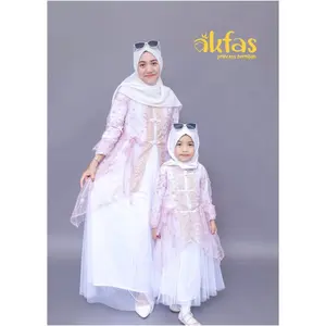 AKFAS - Gamis Perempuan Remaja Dewasa Brokat Jersey Tille – Dress Muslim Elegan Pesta & Lebaran | Baju Muslim Modern