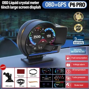 Terbaru HUD P6PRO Car Layar Display - Scan Suhu Air RPM Turbo Boost - Kode Kesalahan Bisa Dihapus - Alarm Smart OBD+GPS Dual Sistem Car Smart Gauge