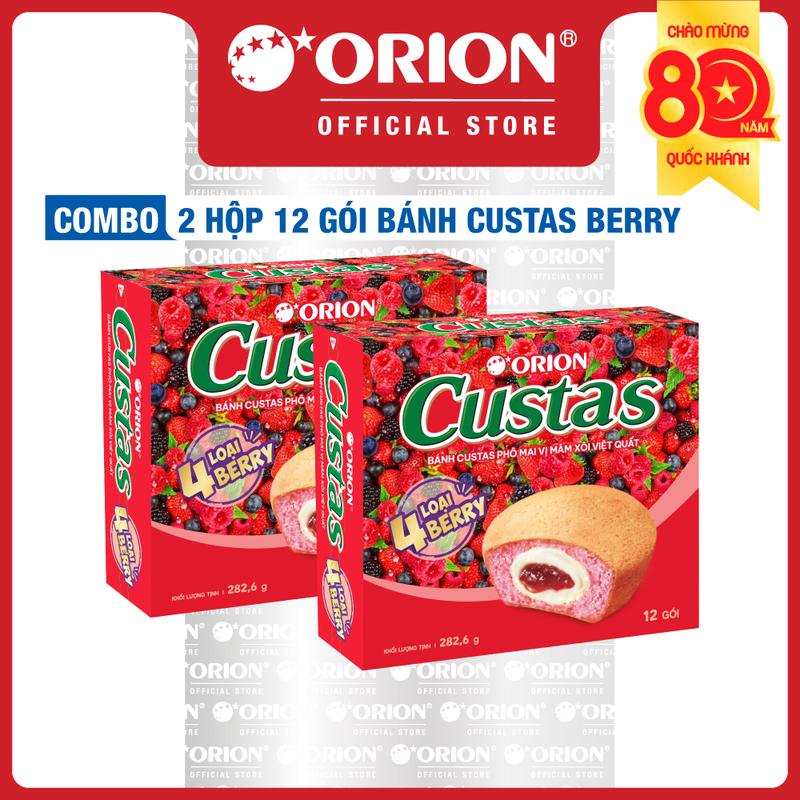  Combo 2 Hộp 12 Gói Bánh Custas Phô Mai vị Mâm Xôi Việt Quất  282,6g  