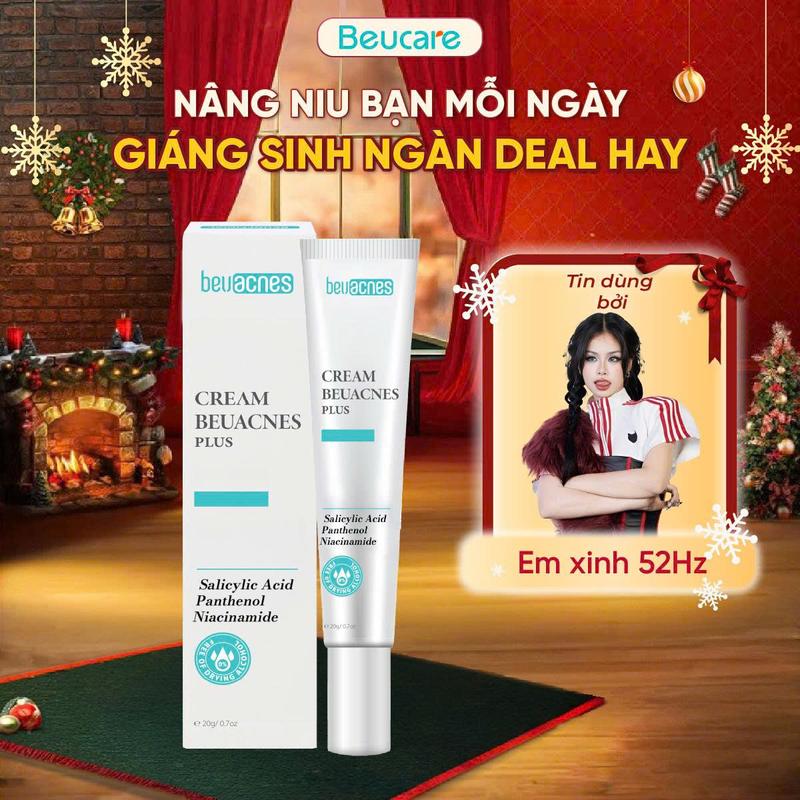  Kem Mụn BEUACNES PLUS 15g - Hỗ Trợ Giảm Mụn ẩn  Sáng Da Mờ Thâm Mụn Dưỡng Ẩm Da Giải Pháp An Toàn Cho Làn Da Mụn - TM65 chấm hiệu quả Nữ Skincare trị tuýp và dầu 