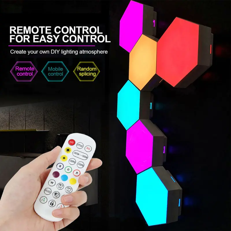 Yabstrip Lampu Hias Hexagonal Dinding LED RGB App Control 3 PCS - XY-0030A Akrilik Baterai 2