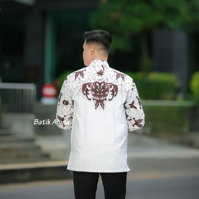 Baju Koko Pria Batik Lengan Panjang Premium Muslim Modern Produksi Batik Aluna MBA 001 4