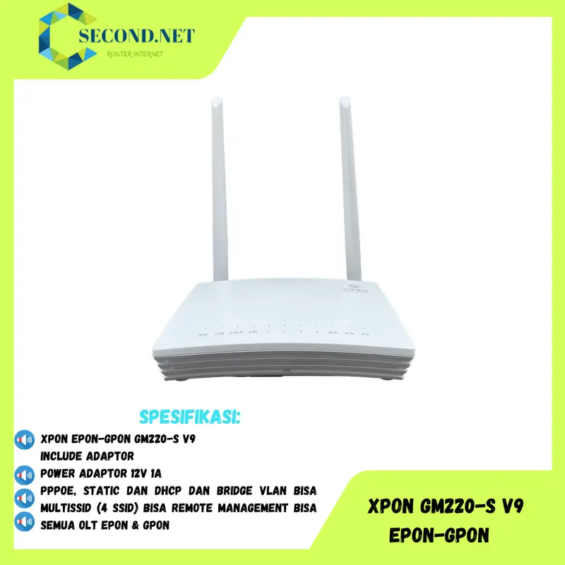 ONU XPON GM220-S ONT EPON GPON Wifi Antena 6(802.11ax) Include Adaptor Modem Router Sinyal 0