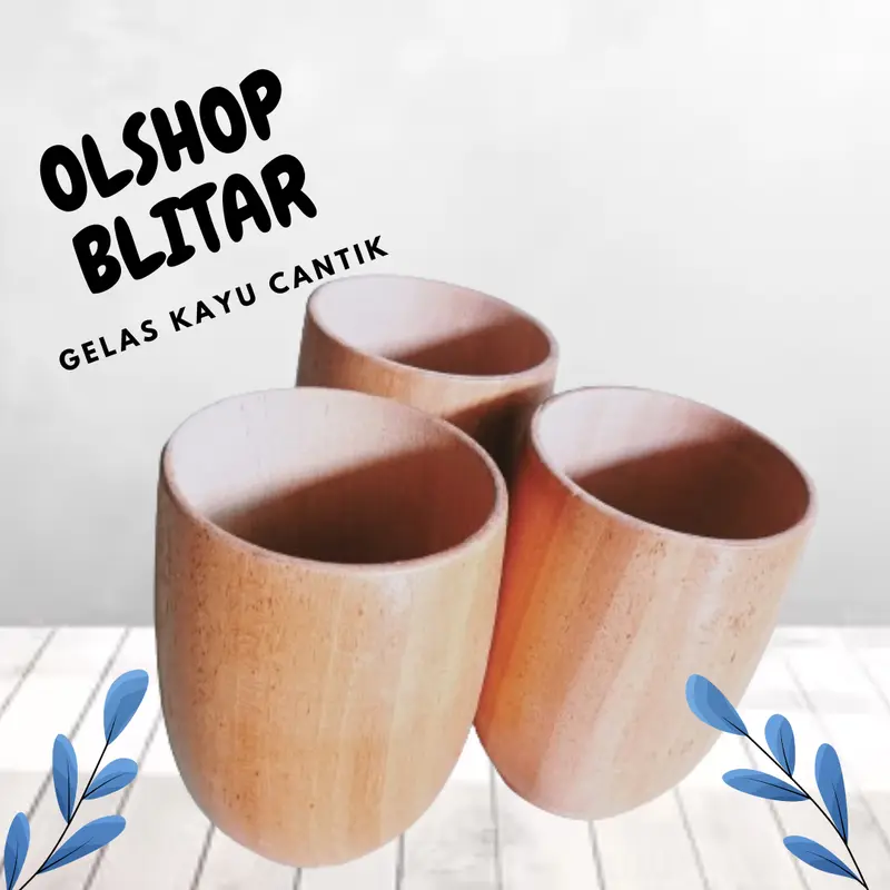 Gelas Kayu Mahoni Lucu Dan Cantik Sangat Cocok Bagi Yang Suka Ngopi Dll Dapur Minuman 0