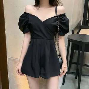 Jumpsuit Short Puff Sleeve Off Shoulder Wide Leg Skirt 1127 (S/M/L/XL)