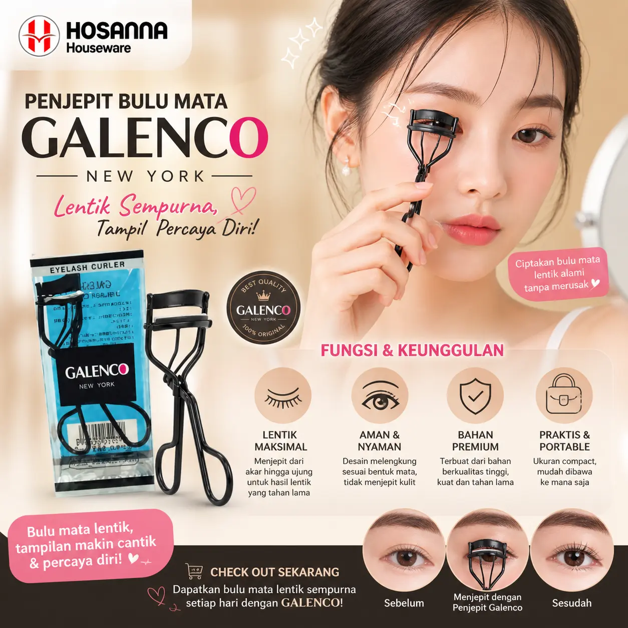 Penjepit Bulu Mata Galenco ( Hitam )
