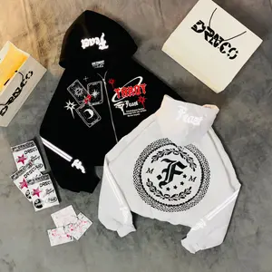 Hoodie Boxy TAROT Zipper DRN.CO Sablon Foaming Timbul 3D  dan menyala reflektive