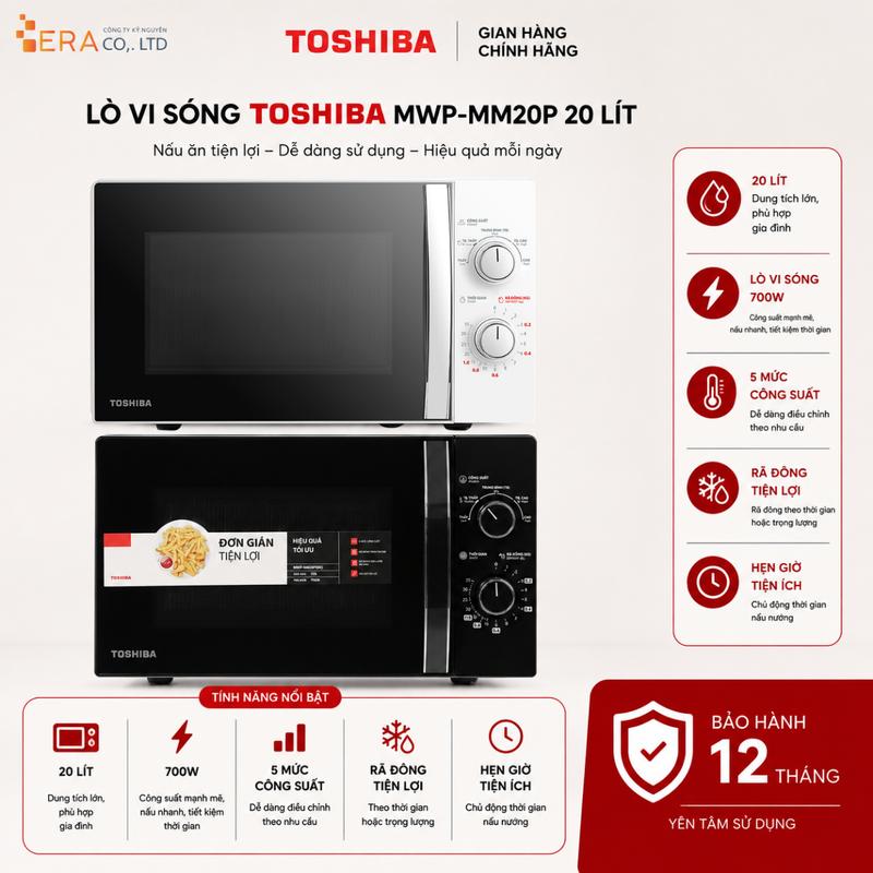 Lò vi sóng cơ 20L Toshiba MWP-MM20P(BK)/ MWP-MM20P(WH)