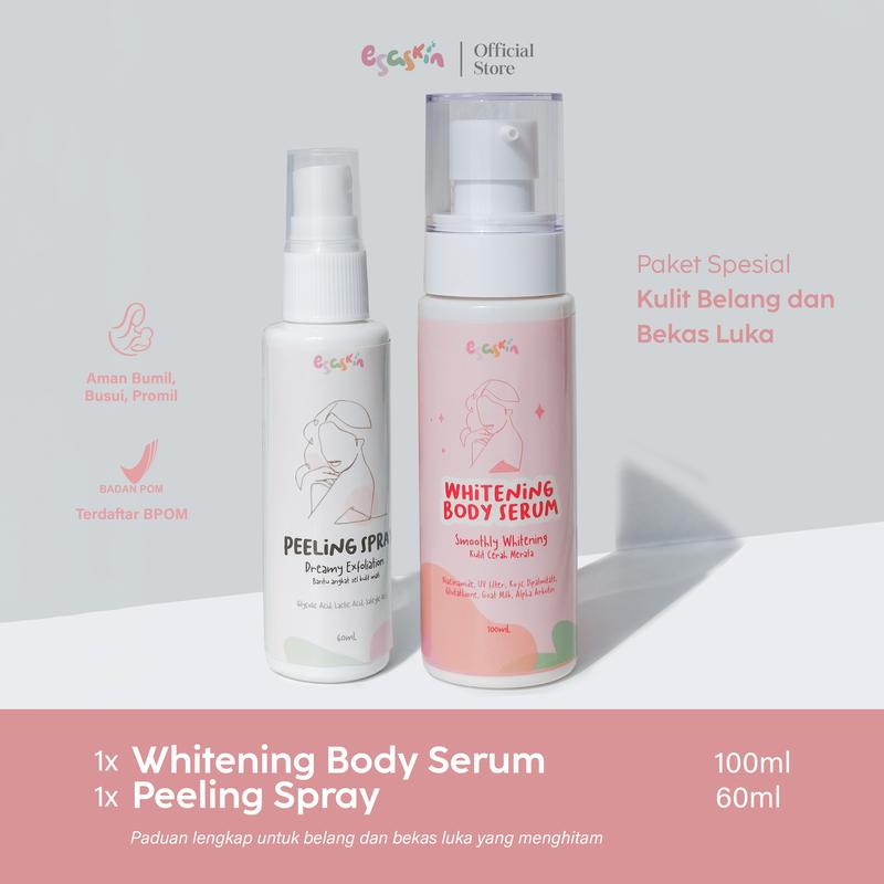 ESASKIN (Paket) Peeling Spray dan Body Serum - Spesial Kulit Belang Mencerahkan Tubuh Serum Badan Kaki tangan 0