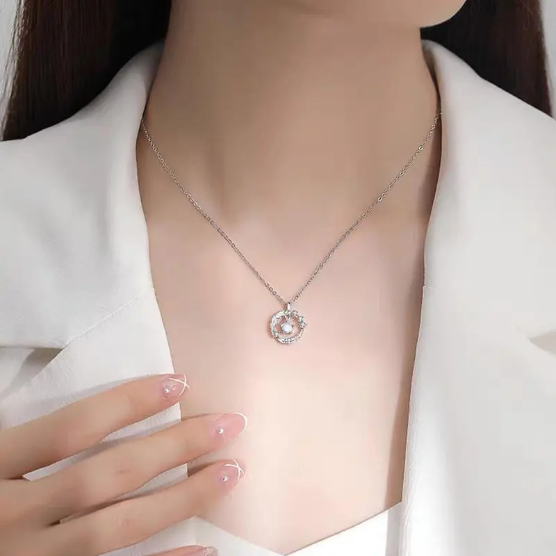 Vòng Cổ Hình Lông Vũ, Thời Trang Hàn Quốc, Vòng Cổ Cô Gái Trái Tim Hoa, Tình Yêu Thời Trang, 1 Chiếc, D2R8 2