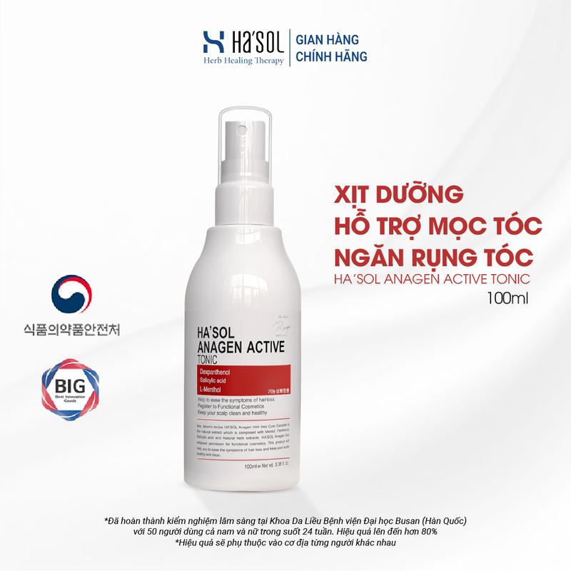 Chang Shu Gờ x Hasol Xịt Hỗ Trợ Mọc Tóc Hasol Anagen Active Tonic Ngăn Rụng Dưỡng Tóc Chắc Khoẻ 100ml