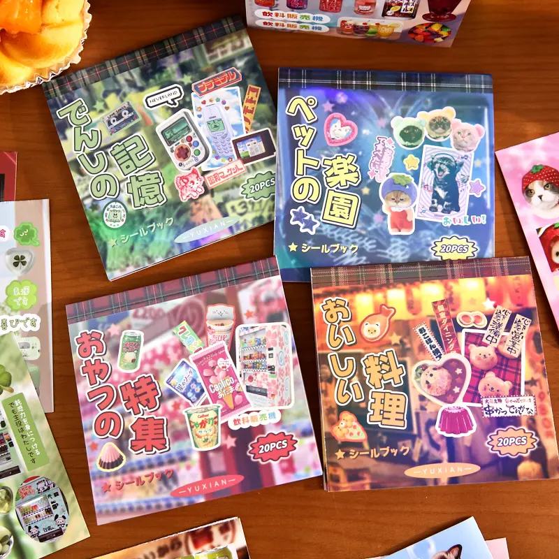 Vintage-Themed 20-Sticker Book, With Fun Shapes, Suitable For Journaling And Scrapbook Decoration. Multi-Purpose Material, Ideal For DIY Planners, Phone Card Backs, Stationery, And Office Supplies.