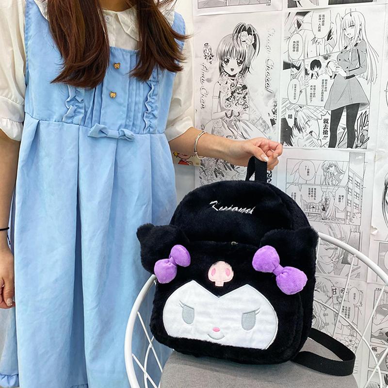 Product Introduction of Sanrio Kuromi - beg galas mewah wanita, comel, kartun, anjing, kayu manis, melodi, fesyen, beg kecil, gaya Jepun, beg sekolah pelajar Backpacks Kerja 18